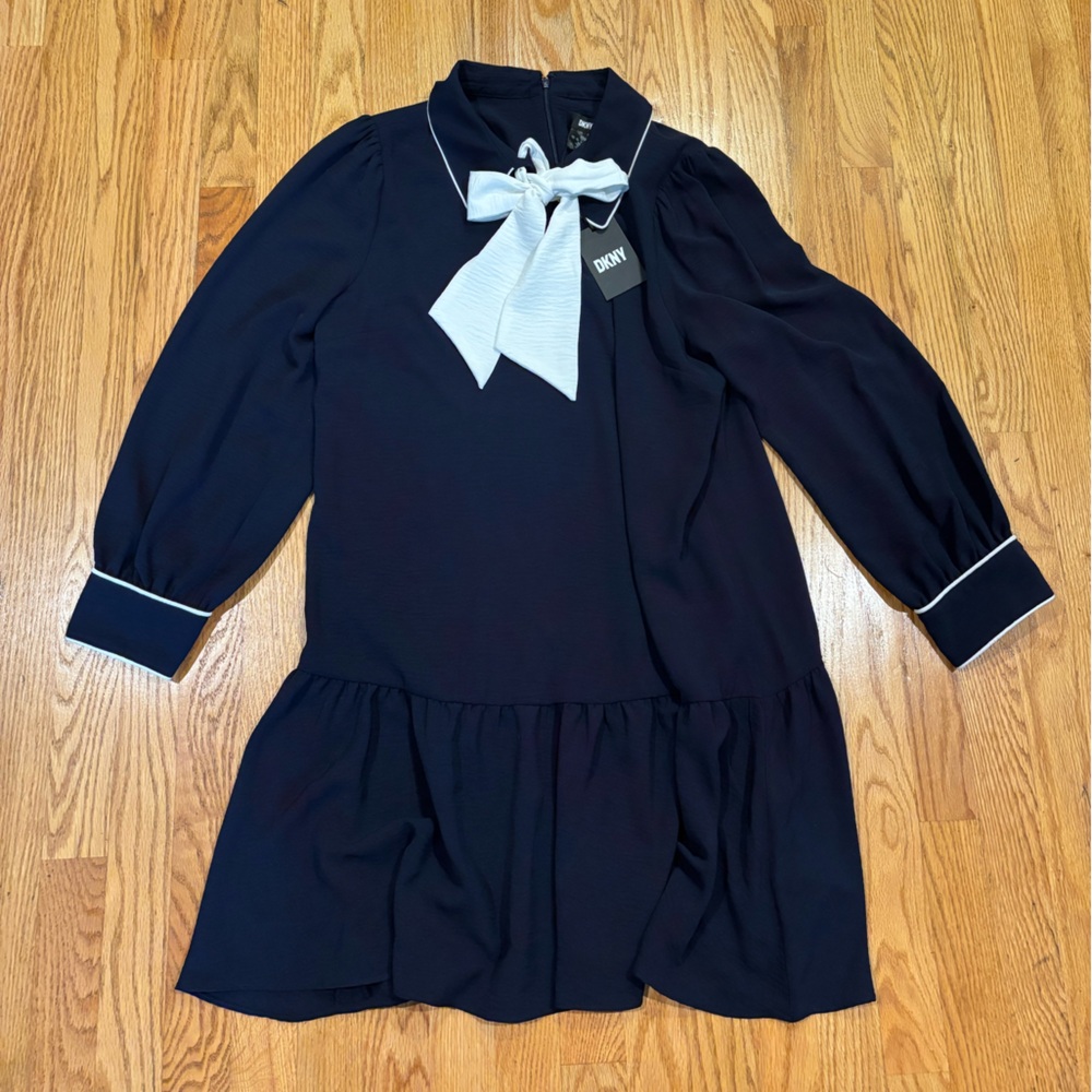 DKNY Navy Dress with White Bow